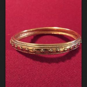 CHANEL Gold Plated CC Vintage Bracelet Bangle